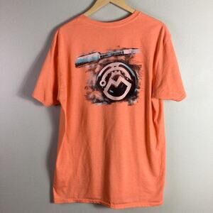 Magellan Outdoors fishing rod T Dad Shirt Peach Orange XL